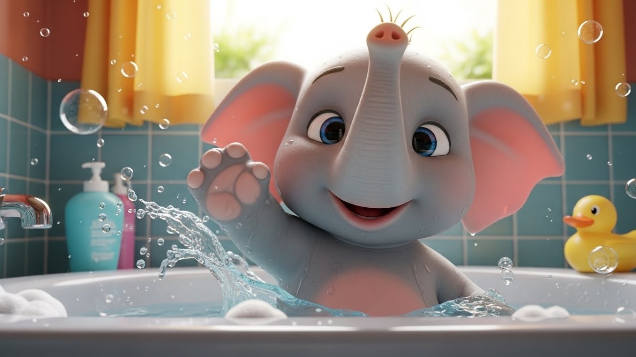 Купание слоненка в плескании 🐘💦 Юху! | Мультфильм для детей и веселые водные процедуры