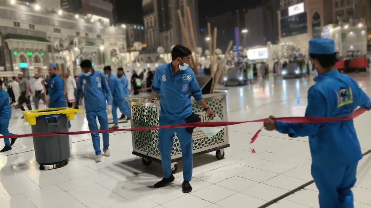 Cleaning the flooring of Masjid Al-Haram Makkah