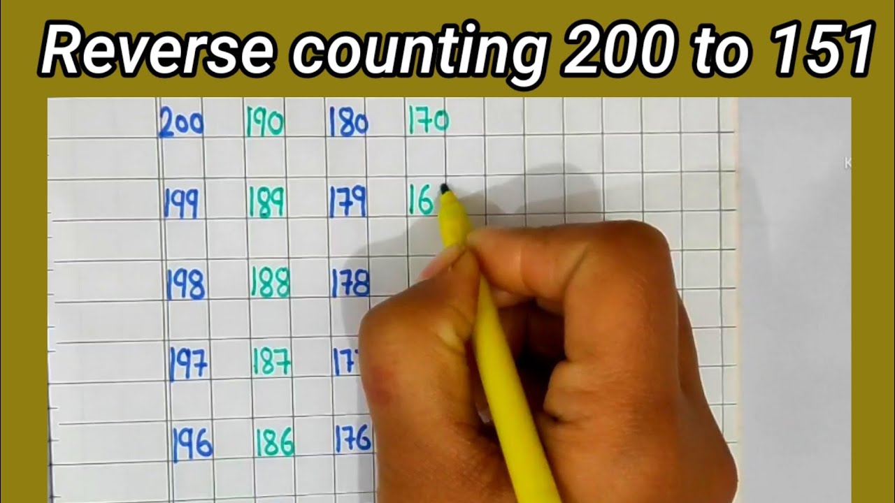 Reverse counting 200 to151