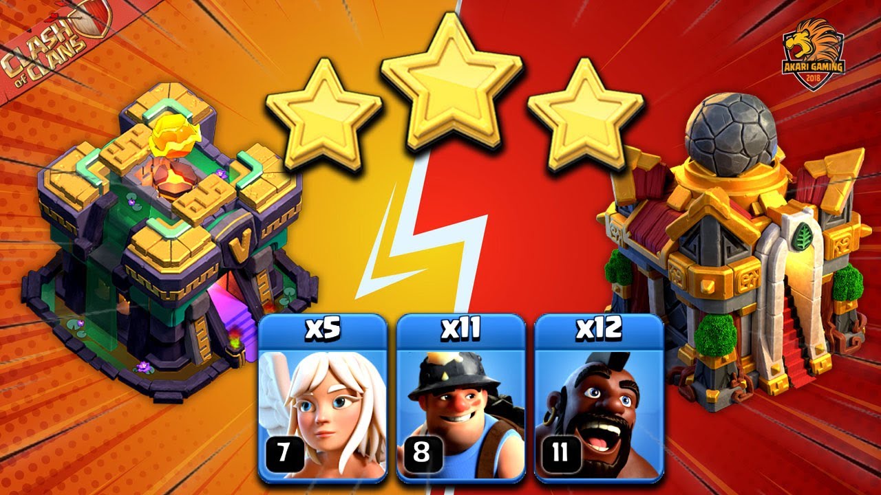 Combo TH14 Qc Hybrid Đánh Vượt Cấp TH16 3 Sao Đơn Giản Clash of clans | Akari Gaming