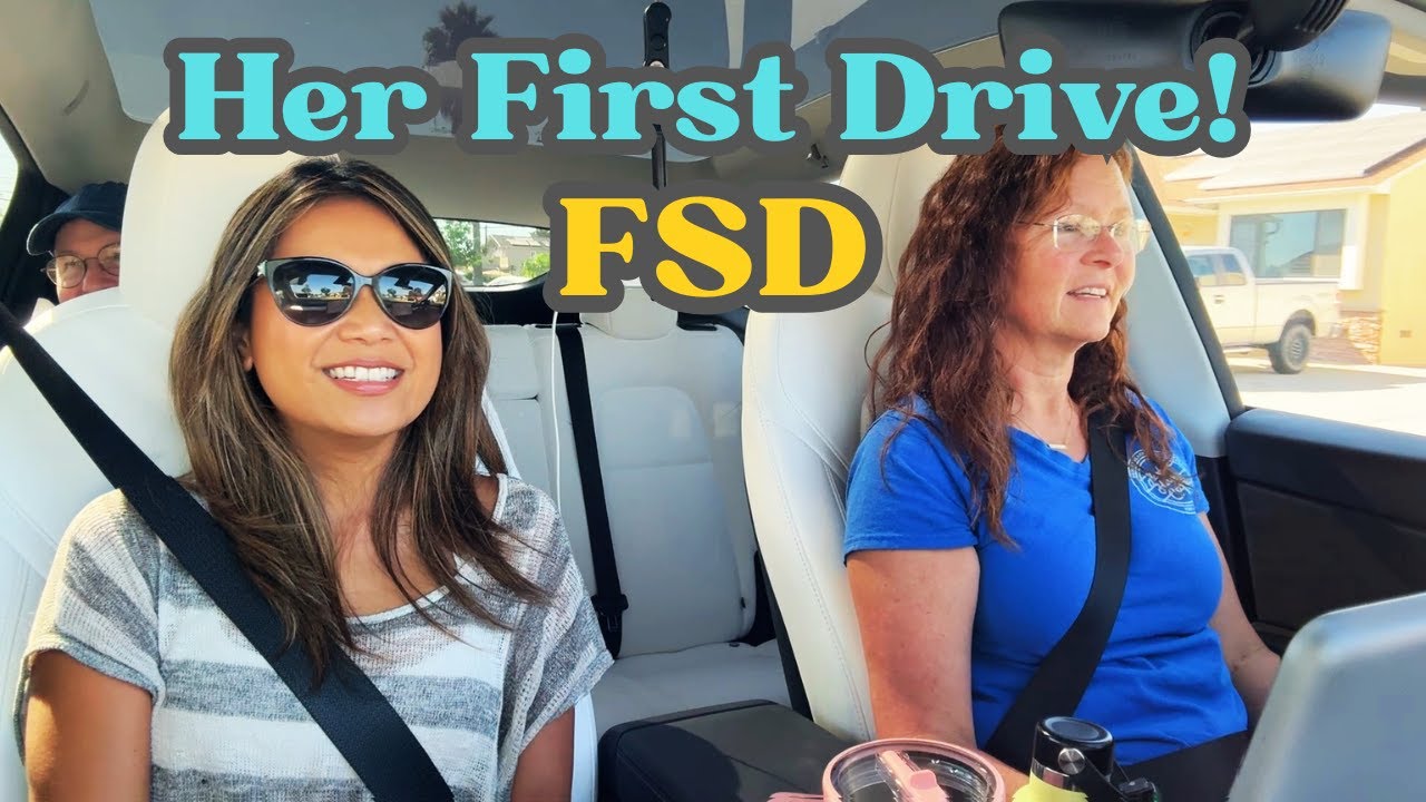 Her First Tesla FSD Drive — See Her Reactions
