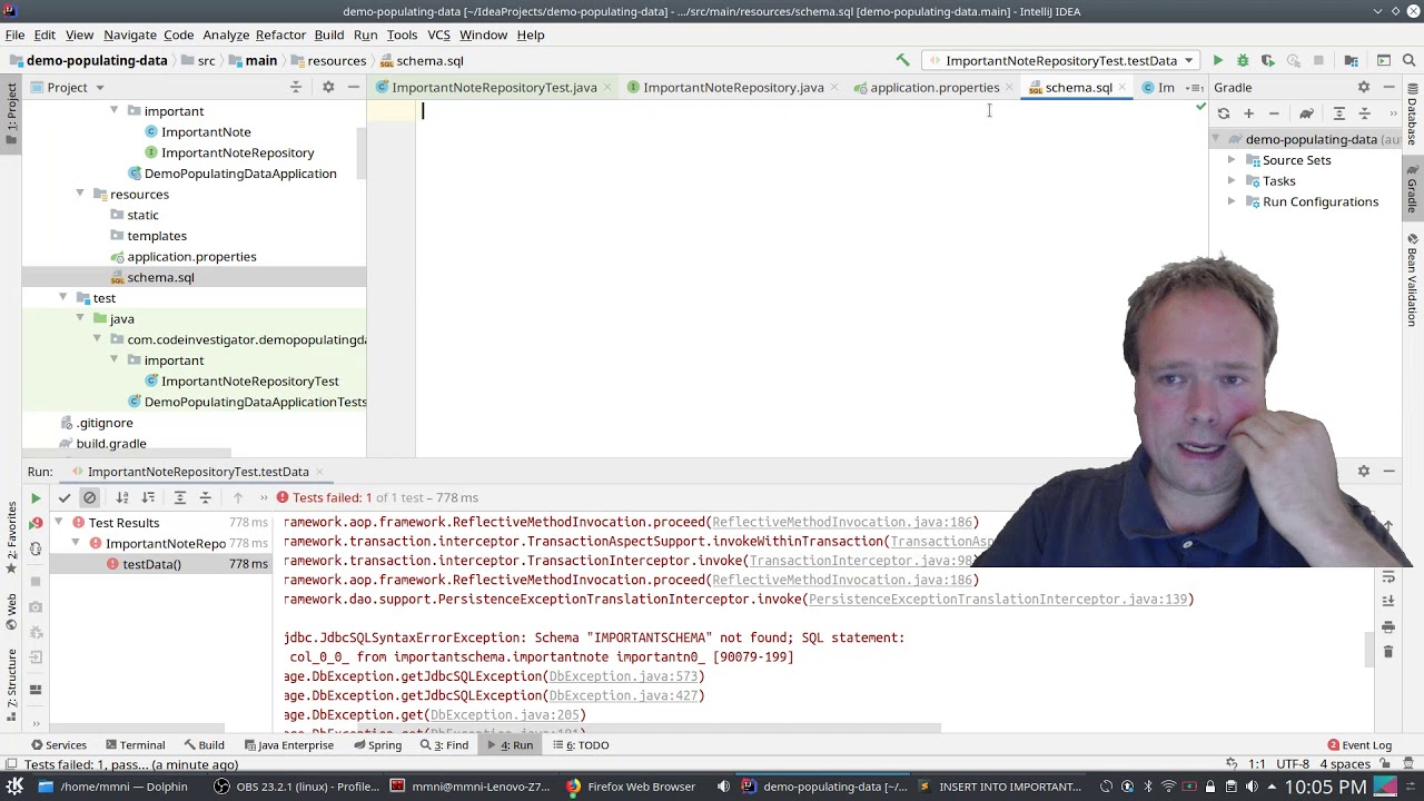 Spring Boot Populating Database with test data at startup