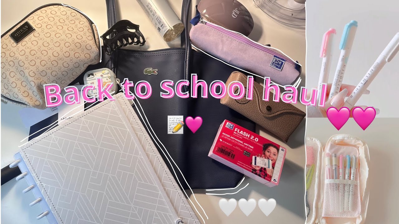 aesthetic back to school haul 🤍 // pack my bag with me // muji, lacoste totebag, cute stationary