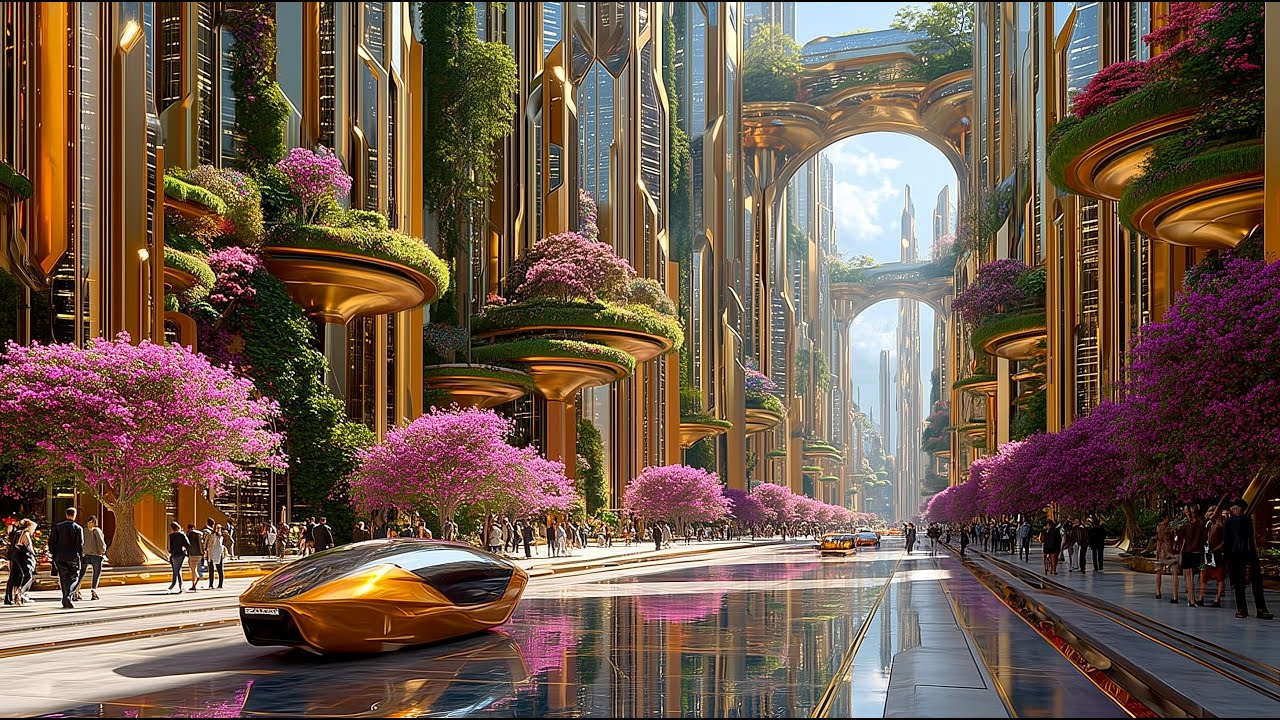 Future Metropolis 2050: AI Skylines, Flying Transit & Neon Dreamscape