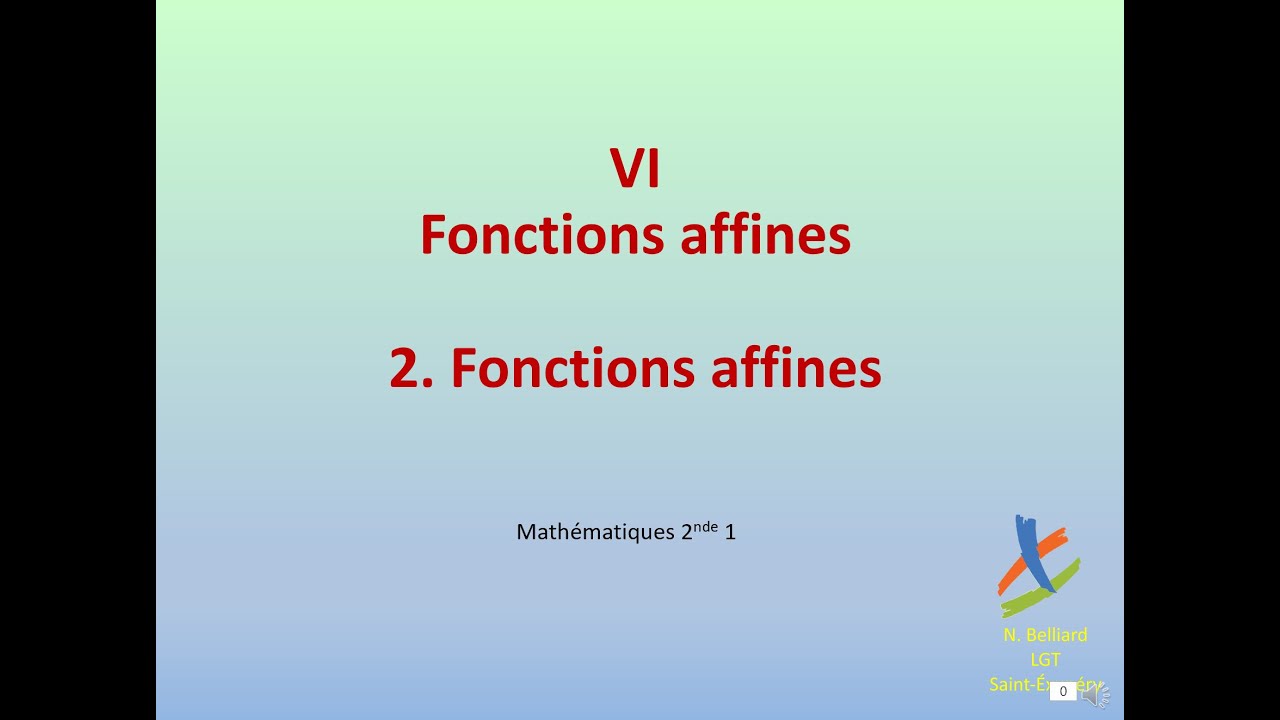 2NDE1 - VI - Fonctions affines 2. Fonctions affines