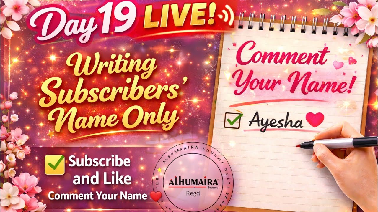 Day 19 Writing Subscribers' Name Only | Subscribe and Like | Comment Your Name ❤️ | Must Double Tap