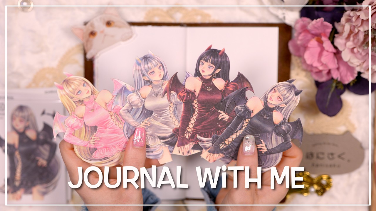 [ASMR] 新しいステッカーで小悪魔コラージュ🩷🩶🖤❤️  |   購入品  | collage