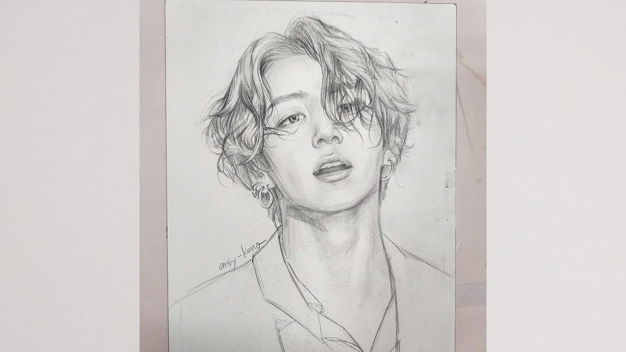 인물 스케치 (Portrait Sketch) - BTS JungKook  (방탄소년단 정국)