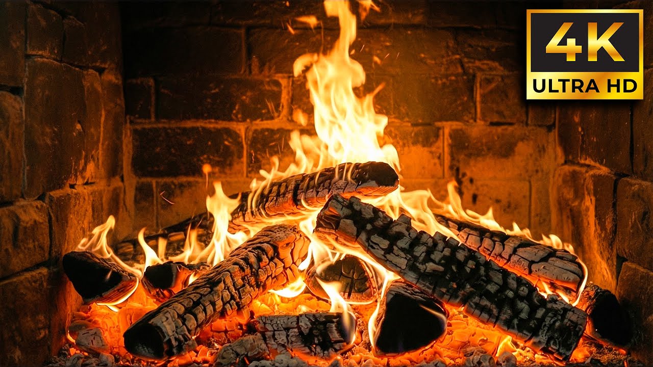 Cozy Fireplace 4K 🔥Relaxing Fire Burning Video & Crackling Sounds - NO LOOP