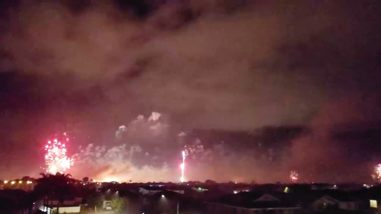 2025 New Year's Fireworks view from Royal Kunia, Waipahu, Hawaii