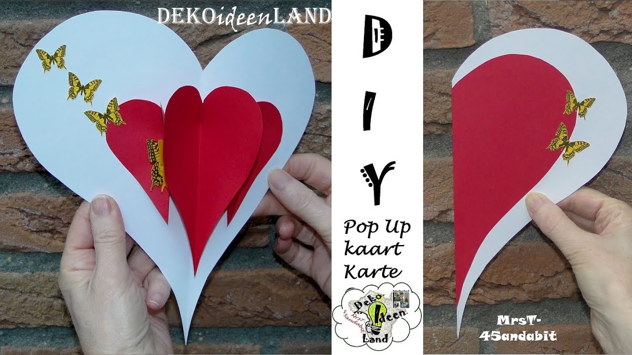 DIY Pop Up Karte  I Herz basteln mit Papier I Hartje knutselen I Paper heart Card DekoideenLand
