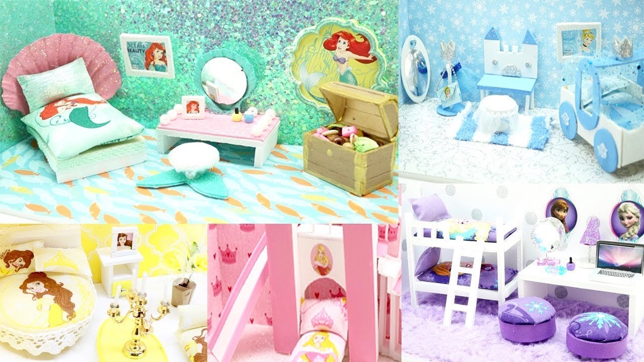 5 DIY DISNEY PRINCESS ROOMS! Little Mermaid Frozen Elsa Anna Aurora Cinderella