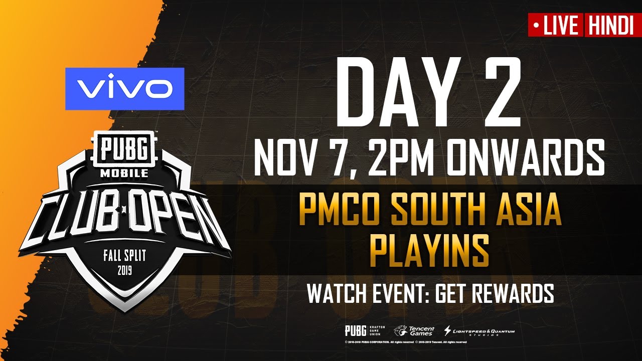 [Hindi] PMCO South Asia Playins Day 2 | Vivo | Fall Split | PUBG MOBILE CLUB OPEN 2019