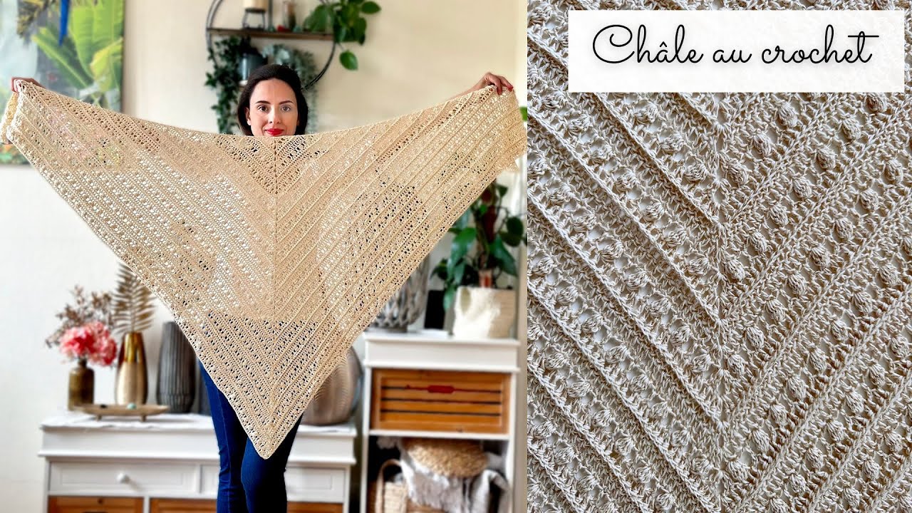Comment faire un Châle au crochet 🧶 Léger et Doux ✨ Grand Modèle Débutant 🧶 Tuto ⭐️ Étole Louxor