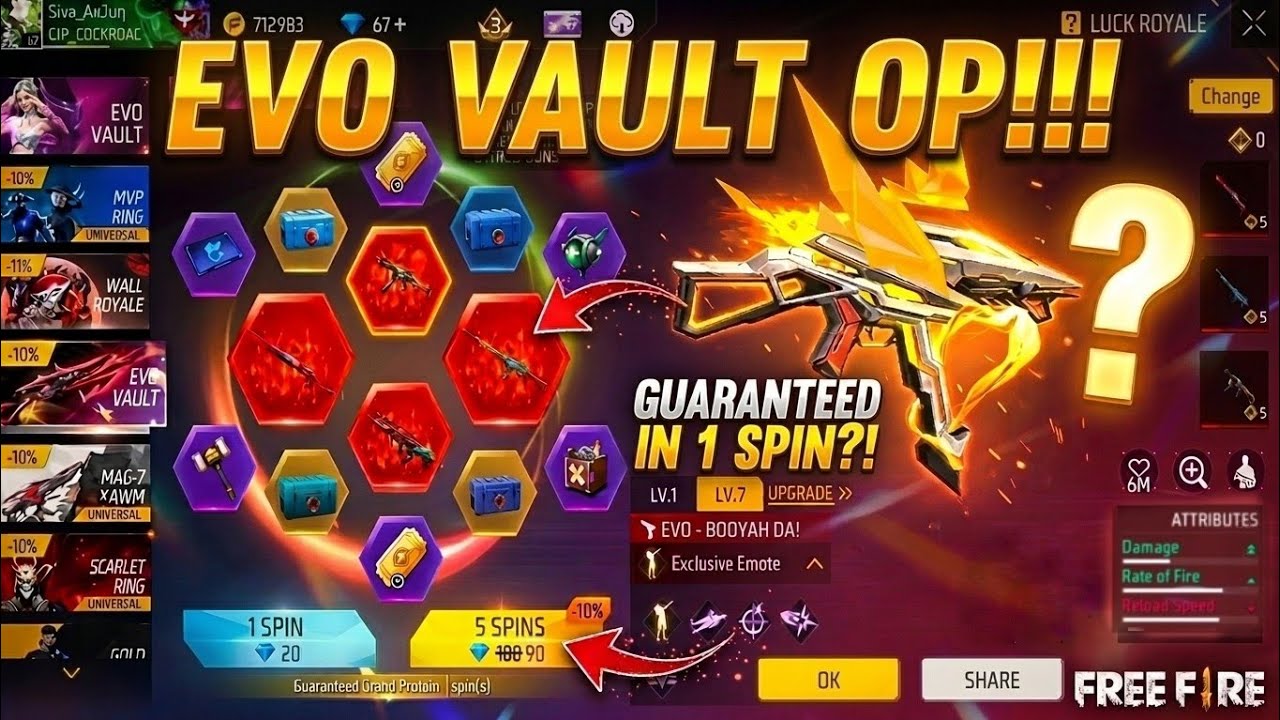 New Evo Vault Spinning 🔥|| Luck Royale Event 💯 || Which Evo Gun I Got 🤔 || Free Fire Max 🔥 || 