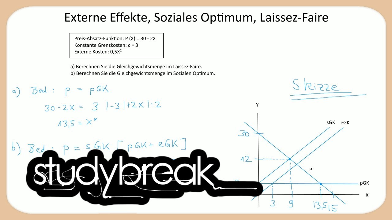 Externe Effekte, Soziales Optimum, Laissez-Faire | Finanzwissenschaft