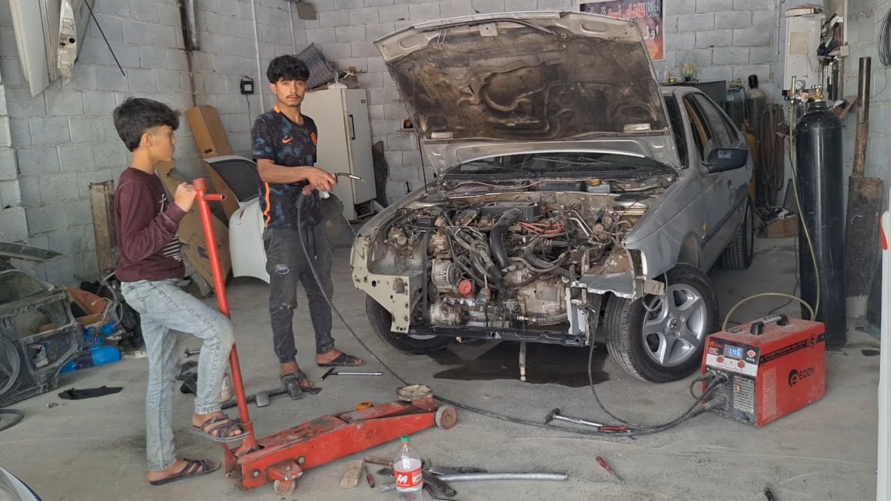 Car front chassis repair, CO2 welding،carrestorationproject