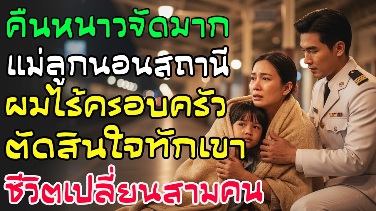 คืนหนาวจัด แม่ลูกยากจนนอนสถานี ผมพนักงานไร้ครอบครัวตัดสินใจช่วย ชีวิตเราสามคนเปลี่ยน