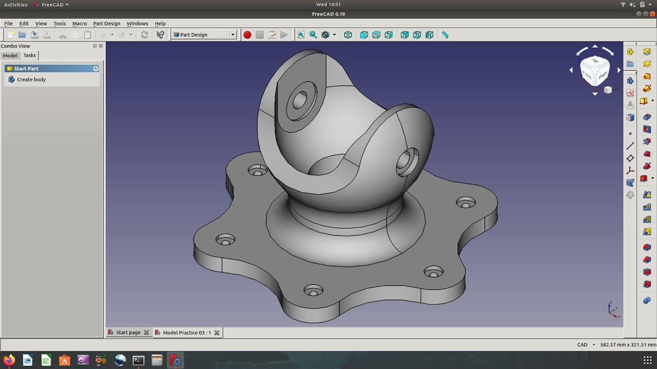 FreeCAD 0.18 Create Model Practice 03