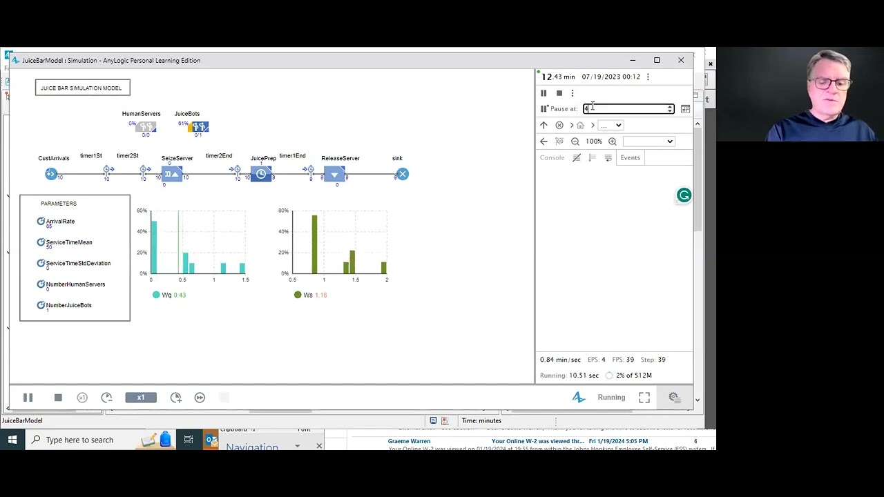 Juice Bar Case: simulation analysis of training+pooling, two Juicebots, and human+Juicebot scenarios