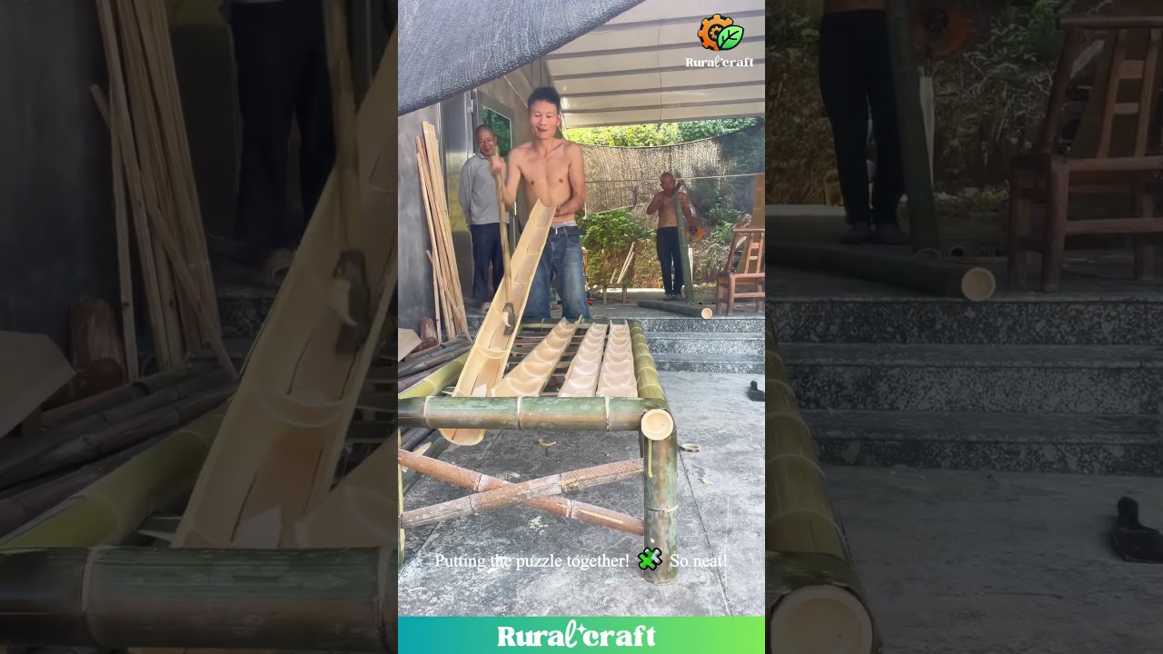 These Guys Built a BAMBOO Bed! 🛌 Is It Comfy Tho?! 🤔 #bamboocraft #diyfurniture #handmade #skills