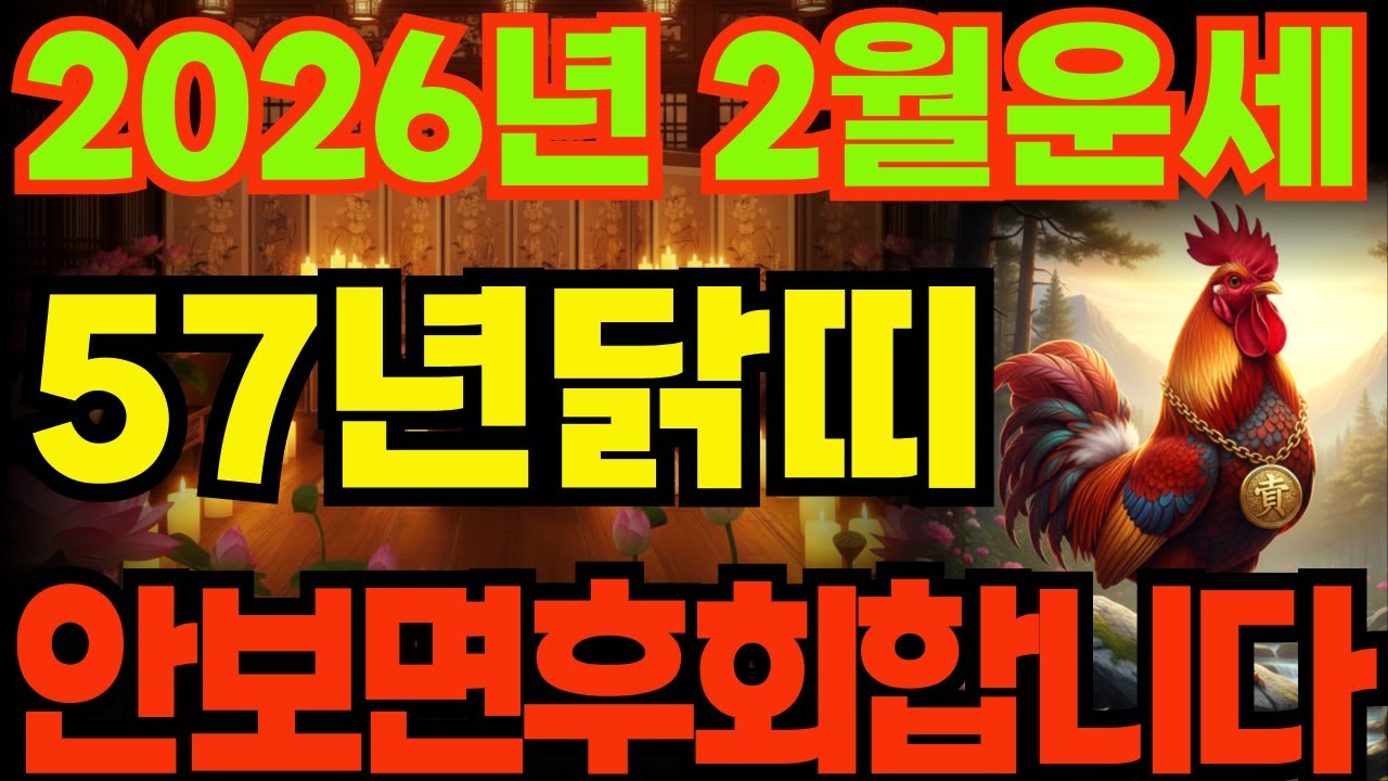 [57년닭띠운세]1957년정유생닭띠26년2월운세