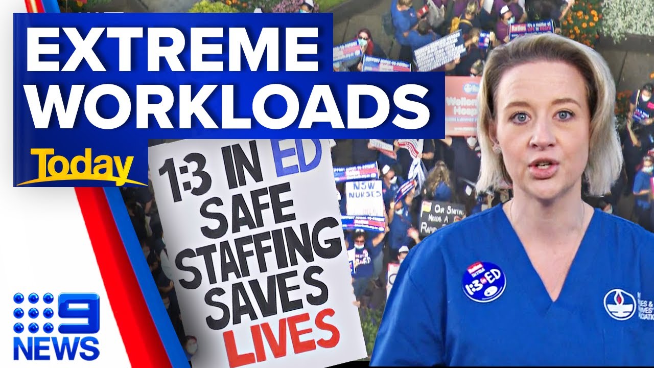 Nurses working regular 18-hour shifts to make up for staff shortfalls | 9 News Australia