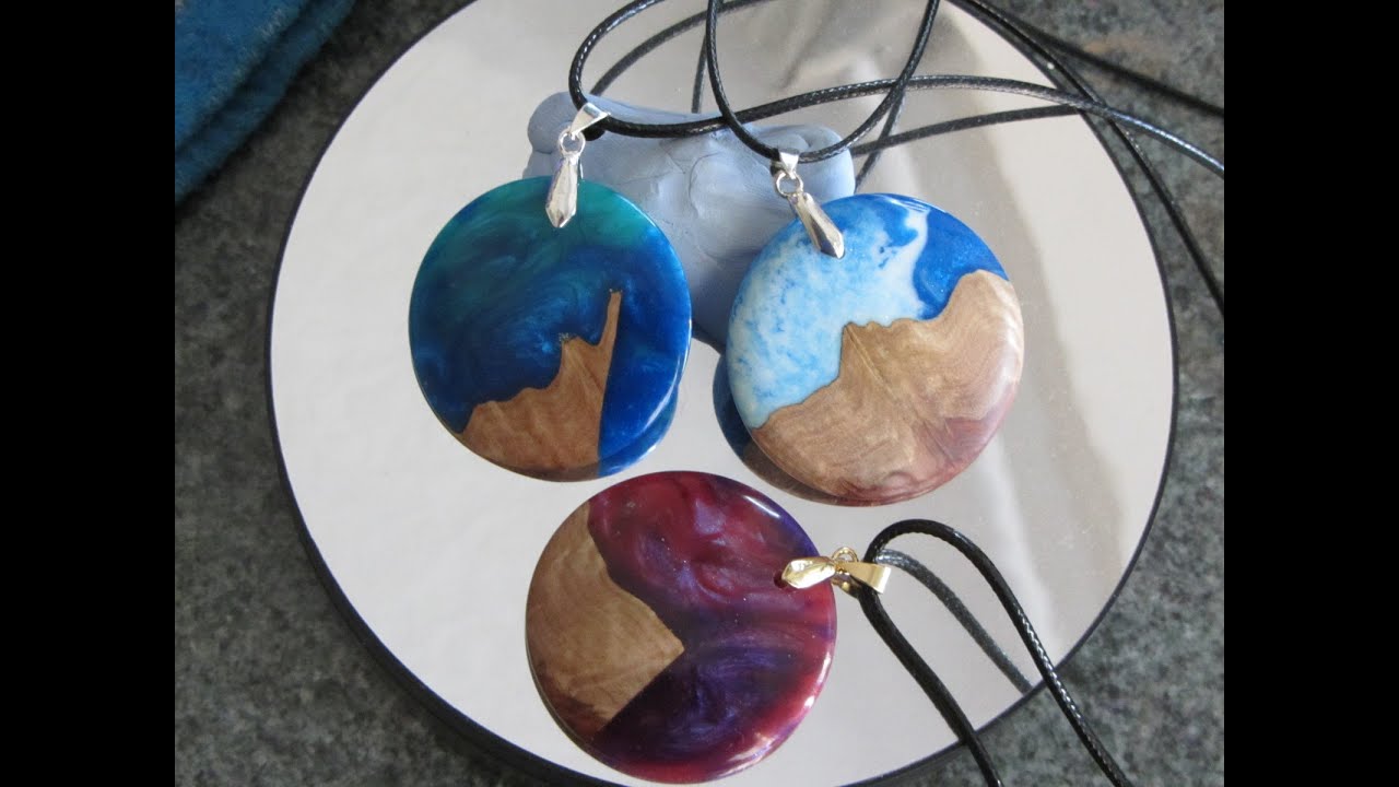 home cast and turned burr burl & resin pendant #15