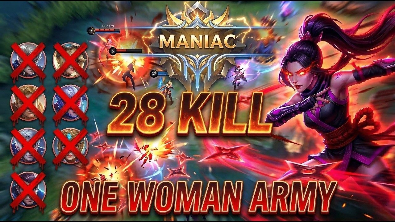 ONE WOMAN ARMY HANABI 😱 28 KILLS + MANIAC! MLBB