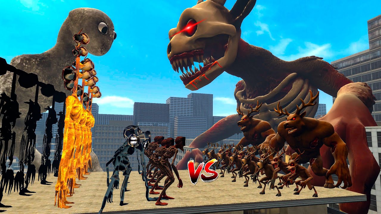 99 Nights in the Forest Family vs Siren Head Family in Garry's mod!