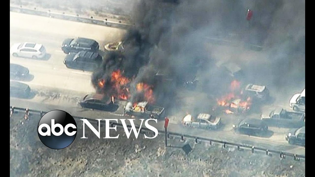 Wildfire Jumps Highway in California and Vehicles Catch Fire |  World News Tonight | ABC News
