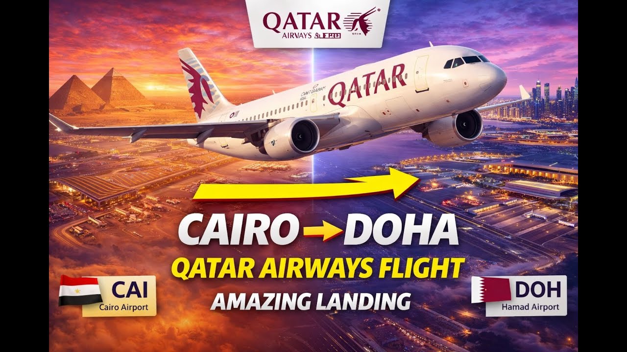 Qatar Airways A320 Cairo → Doha ✈️ Stunning Flight Experience | رحلة القطرية A320 من القاهرة إلى الد