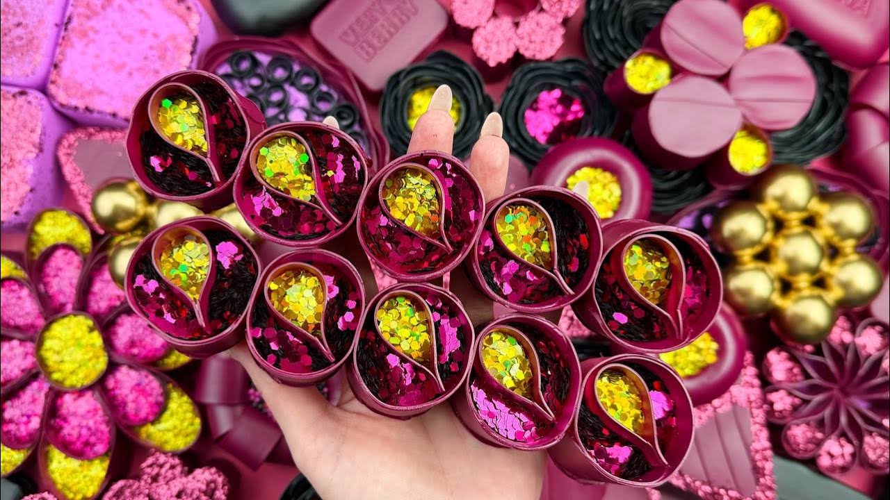[ASMR] Aesthetic Glitter Soap Carving & Starch Foam Crushing | 100% Satisfying Relax (No Talking)