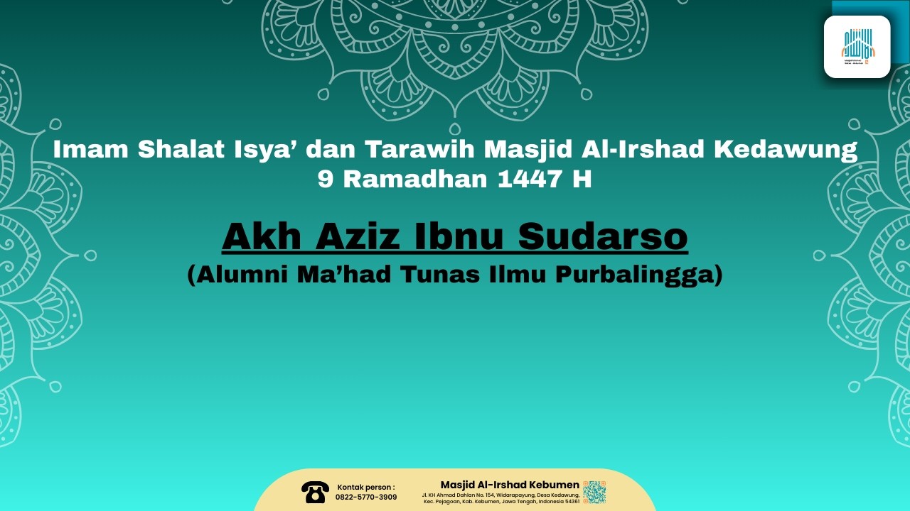 [LIVE] Shalat Isya' dan Tarawih -  Akh Aziz Ibnu Sudarso