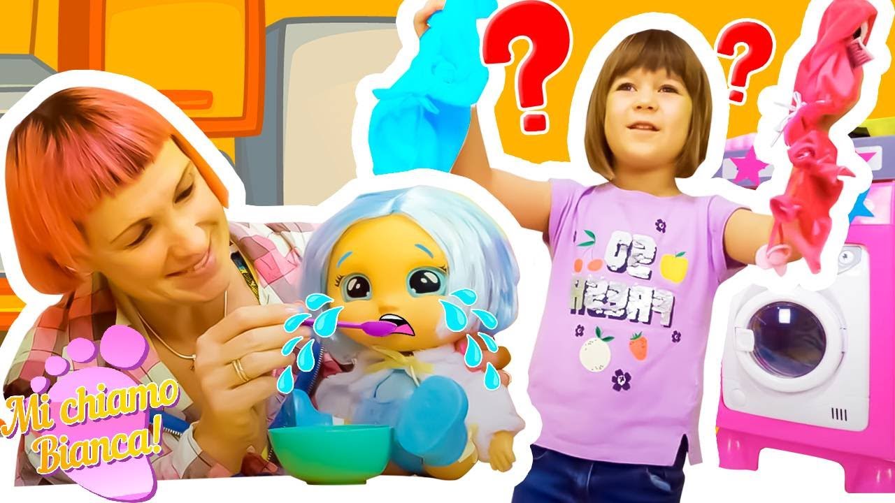 La routine quotidiana per i bambini piccoli con le bambole Cry Babies. Mi chiamo Bianca