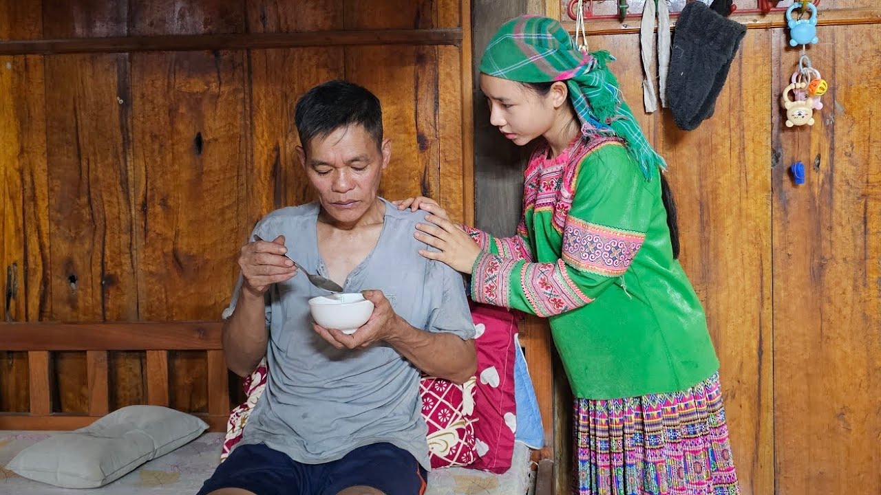 Mai works to earn money to buy medicine for her stepfather and gives him encouragement.