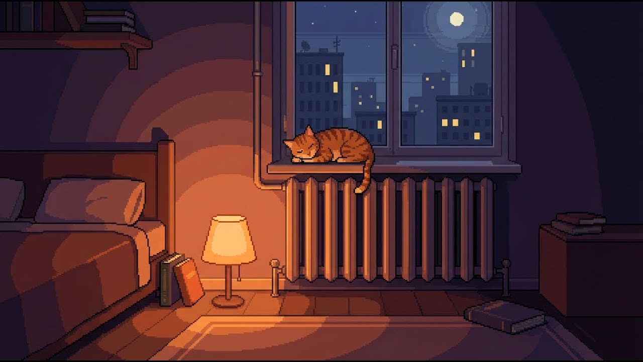 Cat on a Radiator at Night 🐾 | Cozy Lofi Beats to Relax & Focus
