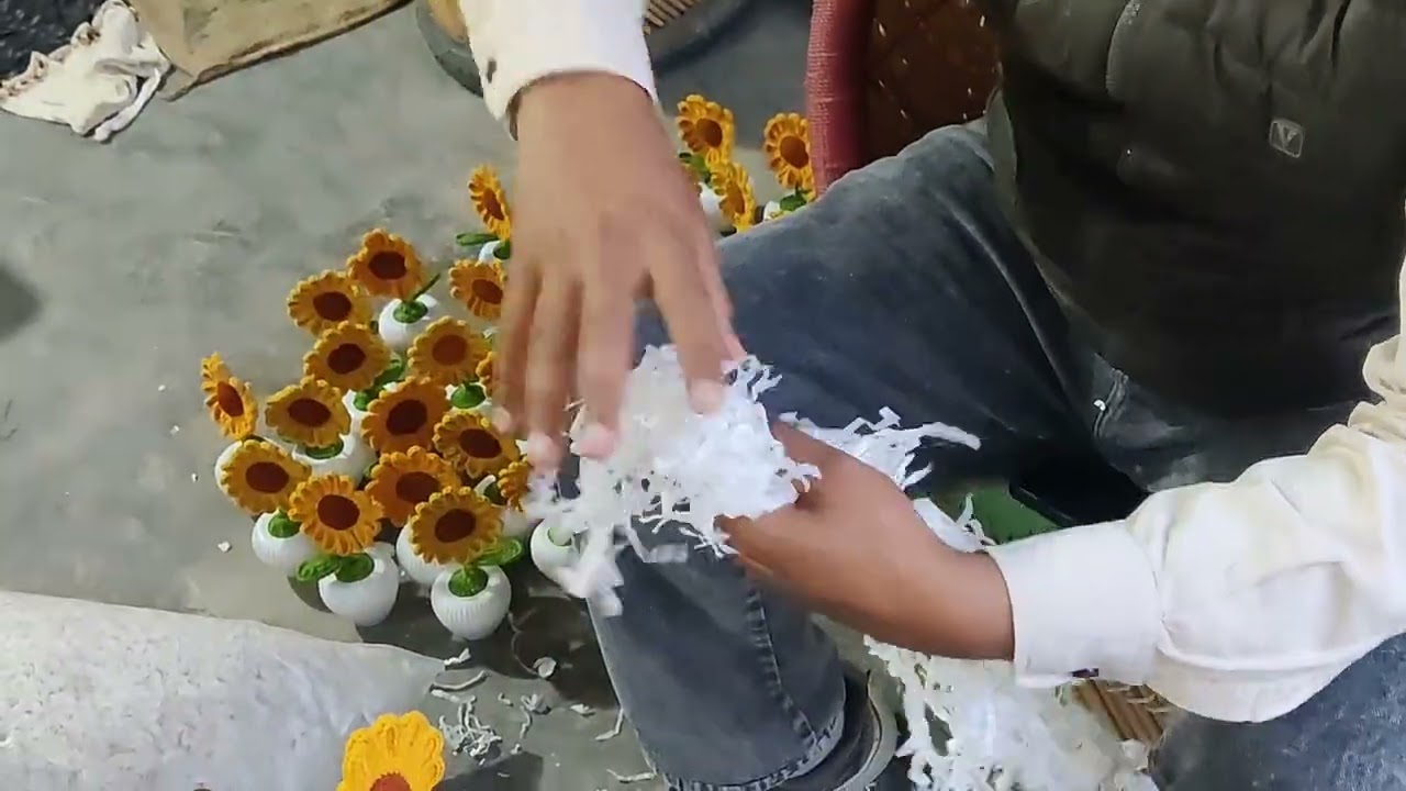 Sunflower packaging, Crochet flowers packaging, aatamnirbhar bharat