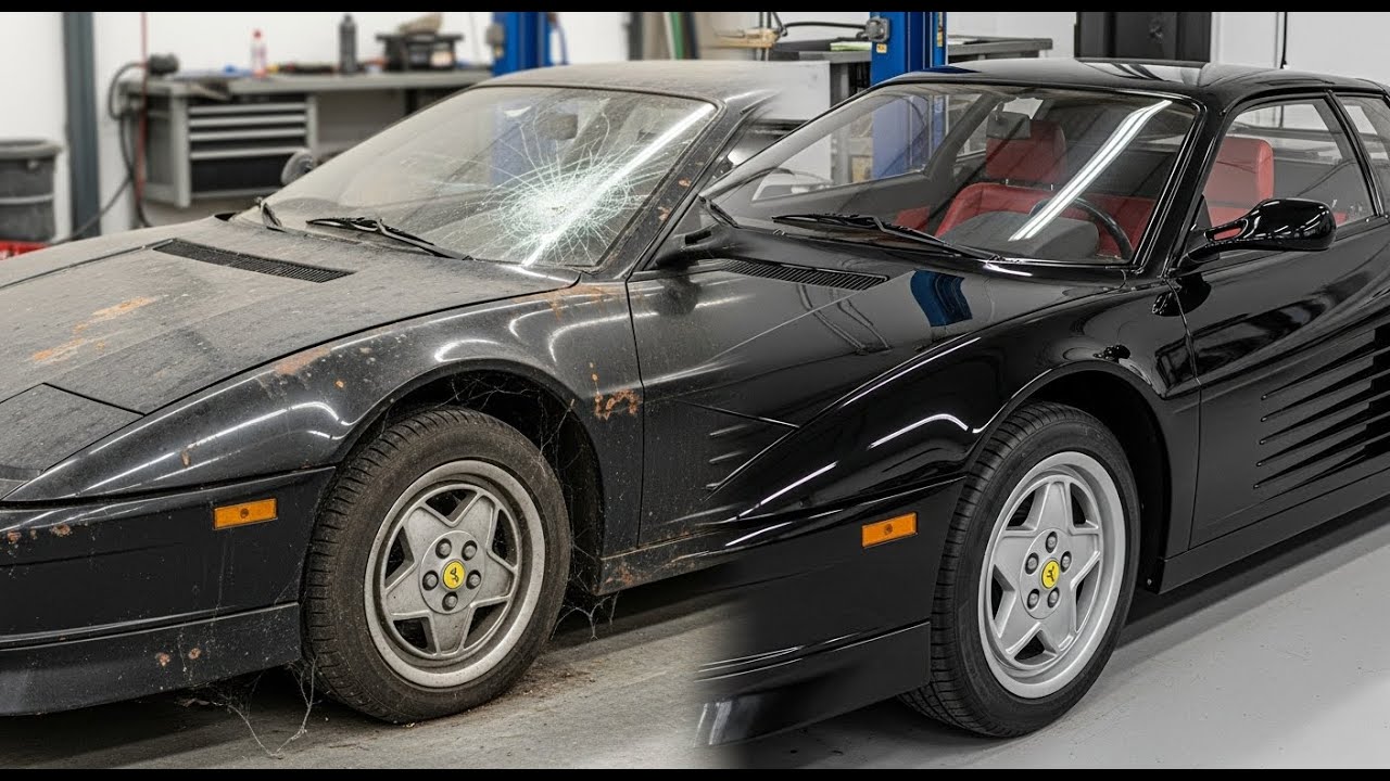 The Ferrari Testarossa in Jet Black is an exotic restoration dream,