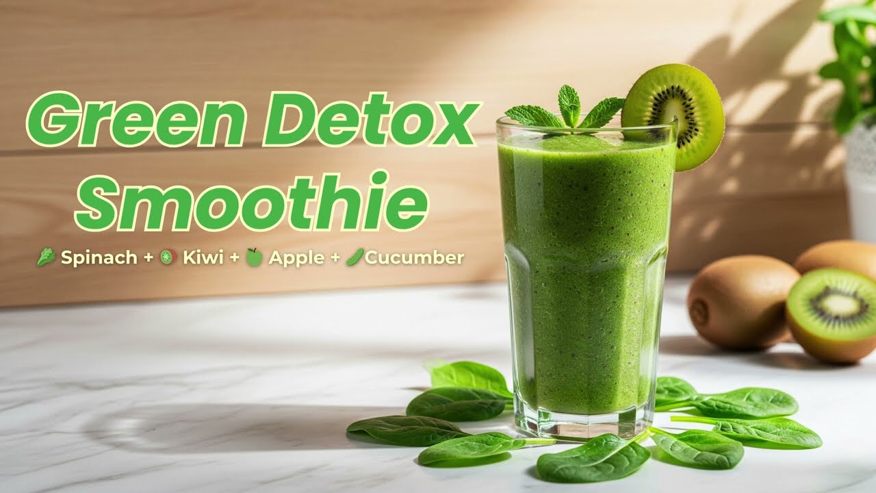 Green Detox Smoothie | Spinach Kiwi Apple Cleanse Drink