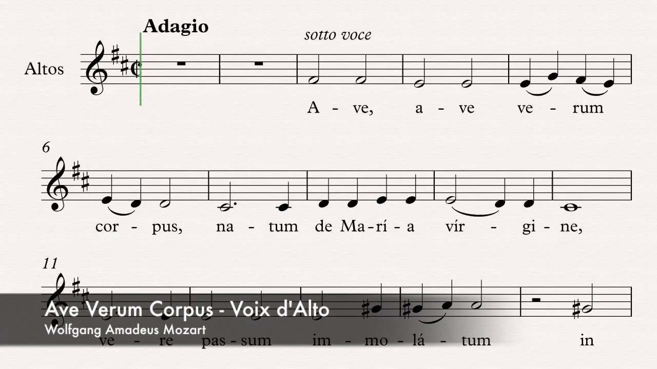 Mozart, Wolfgang Amadeus - Ave Verum Corpus - Guide voix - Alto