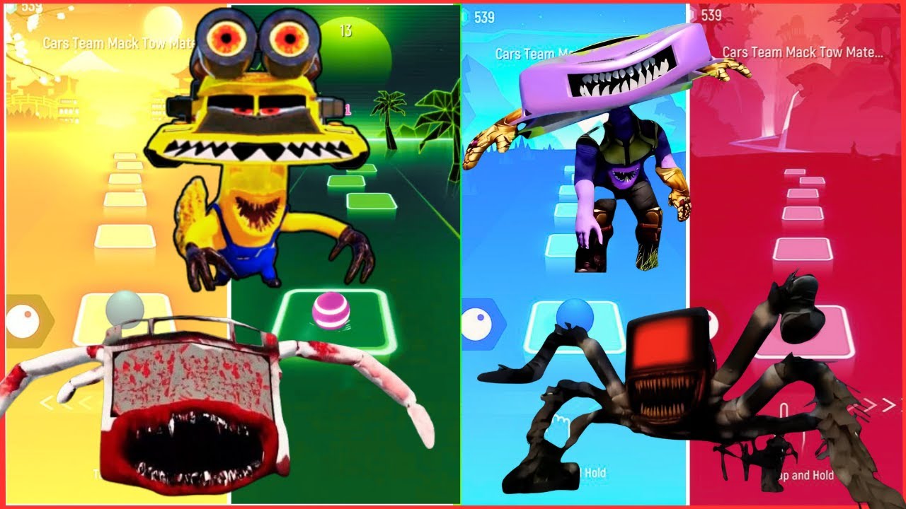 Carla veleso pixar cars vs Bus eater monster vs TV eater monster vs The Giant pixar thanos truck edm