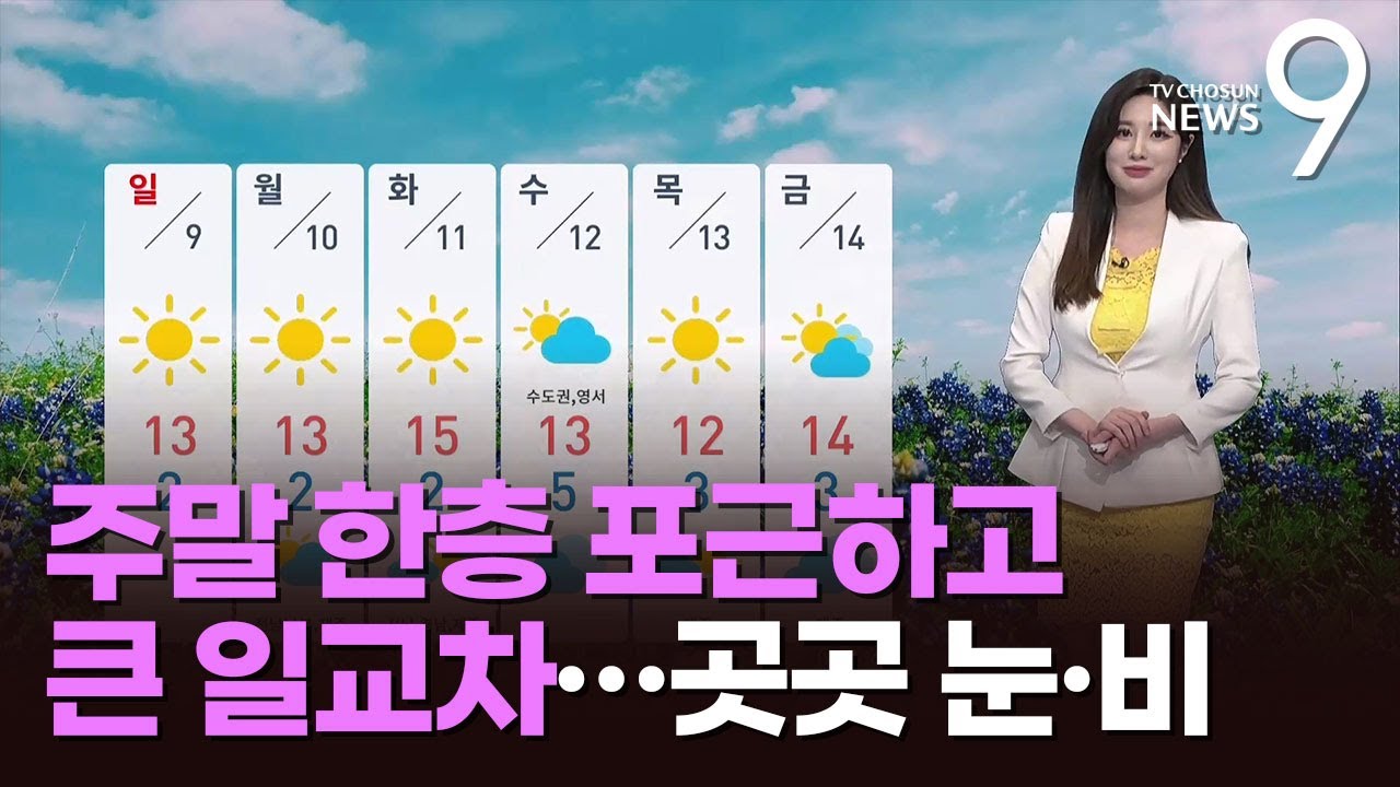 [날씨] 주말 한층 포근하고 큰 일교차…곳곳 눈·비 [뉴스9]
