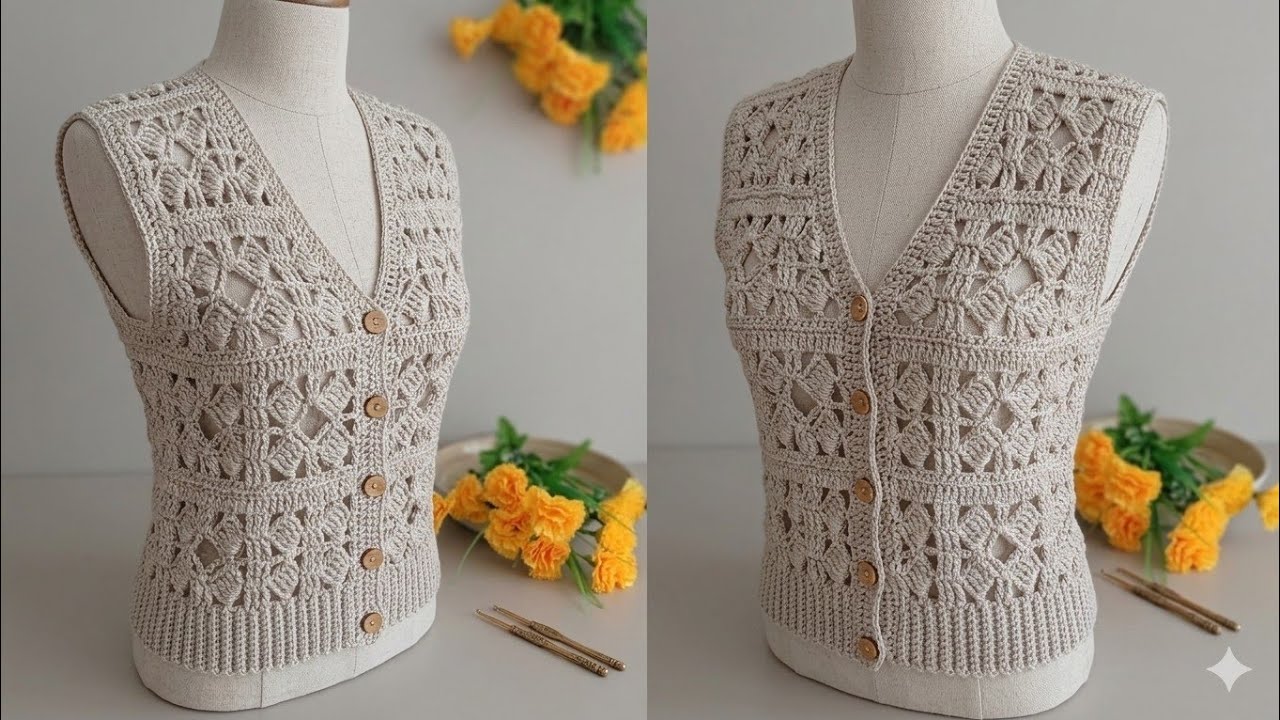 Bunu😍 Görenin Hemen Yapmak İstediği Çiçekli Yelek Modeli🌸 Çok Sorulan Yelek Modeli | Detaylı Anlatım