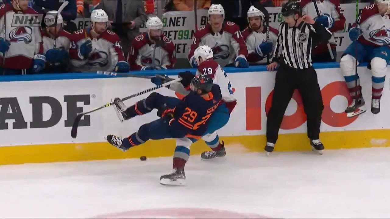 Questionable Hit on Leon Draisaitl by Nathan MacKinnon