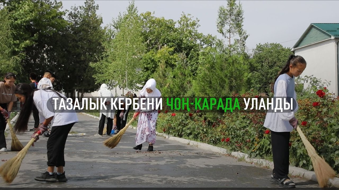 Чоң-Кара айылында окуучулар тазалык акциясын улантты