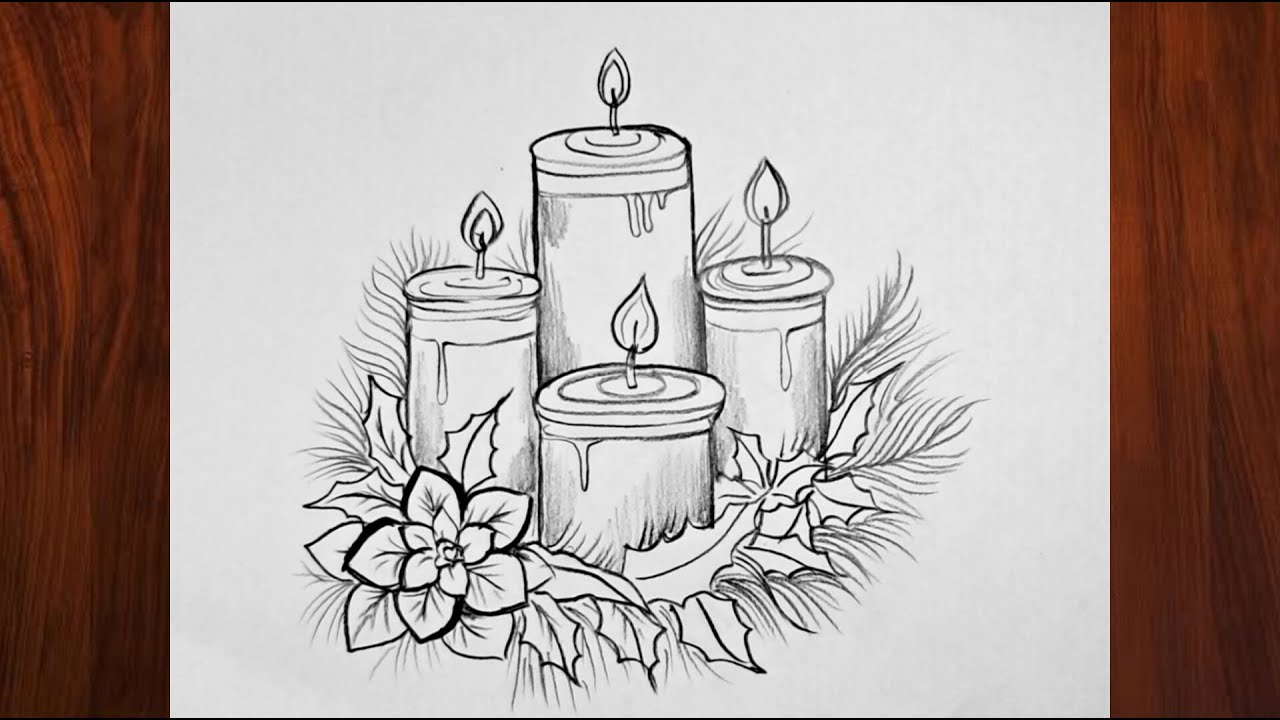 How to draw christmas candles🕯| candle drawing | Christmas candle drawing | mombatti drawing