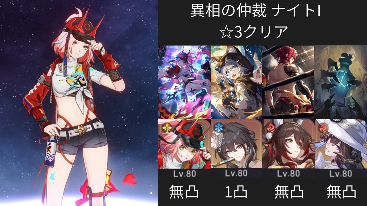 [崩壊:スターレイル] ver4.0 異相の仲裁 ナイトⅠ 乱破 ほぼ無凸 ☆3クリア | 乱破 ルアン・メェイ 帰忘の流離人 ダリア