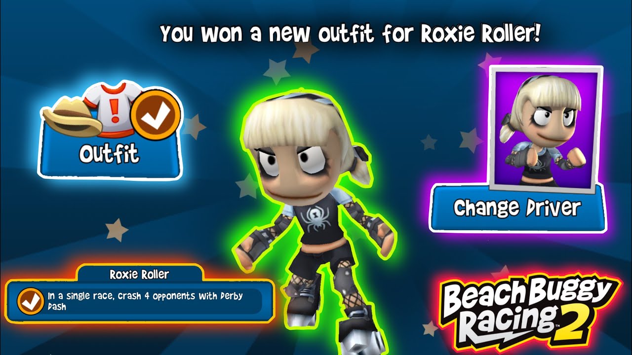 Crash 4 opponents with derby Dash | Unlocked Roxie Outfit | Beach Buggy Racing 2 🏖🏁 | BB Racing 2