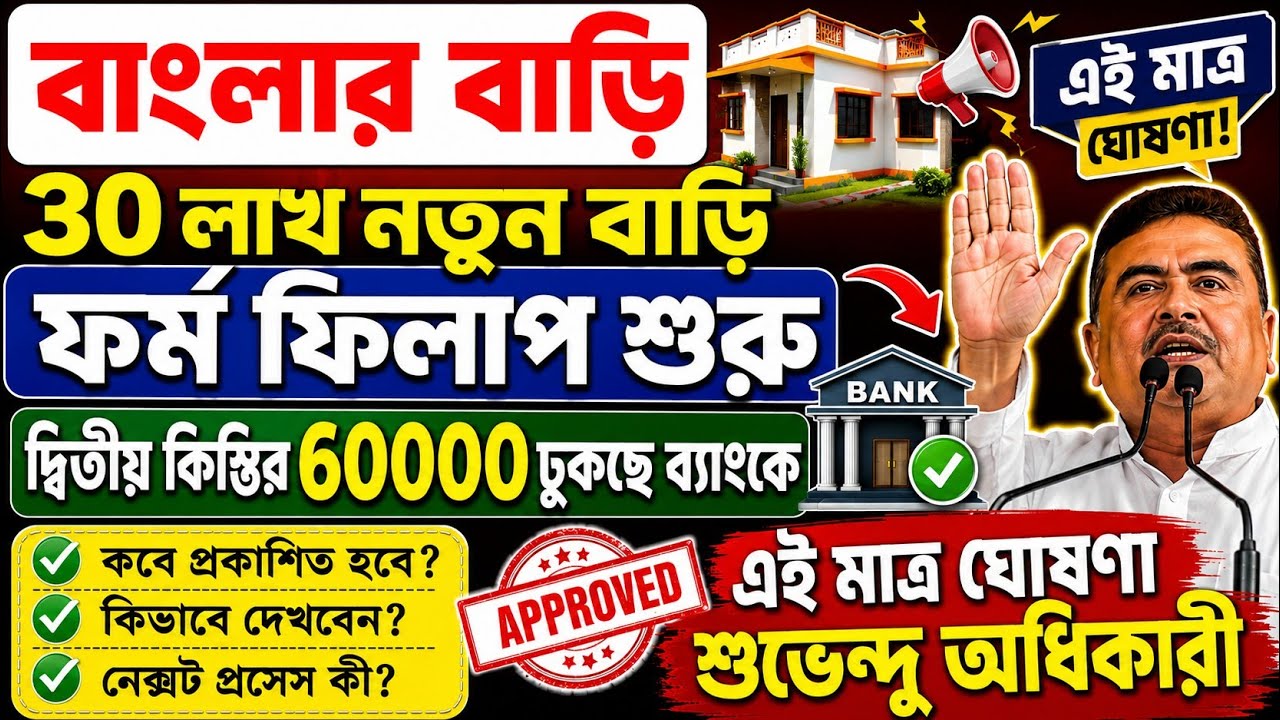 বাংলার বাড়ি বড় আপডেট! দ্বিতীয় কিস্তির ₹60,000, নতুন সার্ভে ও ৩০ লক্ষ নতুন ঘরের খবর
